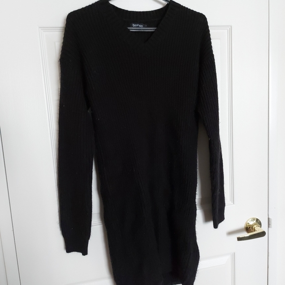 Black Knit Sweater Dress from Boohoo